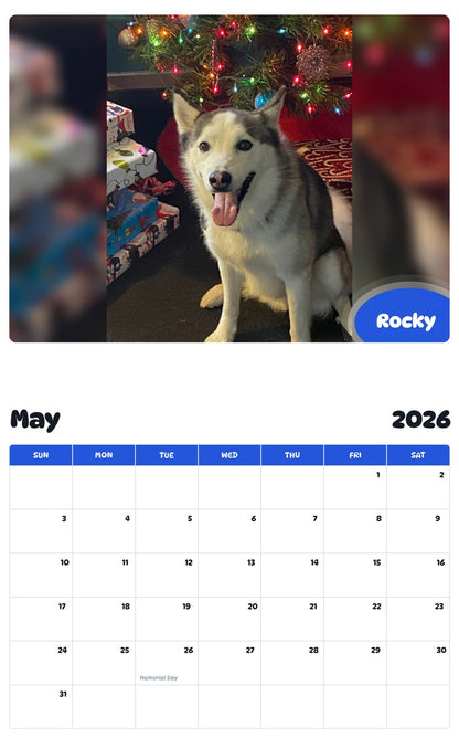 2026 - 2027 Rocky - Pawidols Pet Calendar