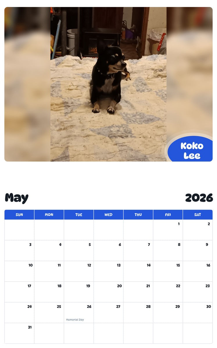2026 - 2027 Koko Lee - Pawidols Pet Calendar