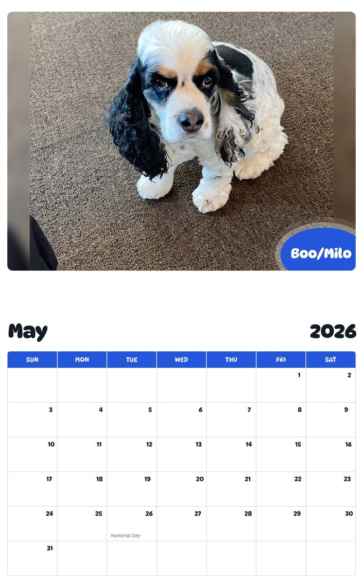 2026 - 2027 Boo/Milo - Pawidols Pet Calendar