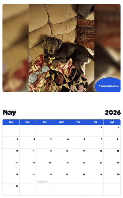 2026 - 2027 Frederick Salem Hash - Pawidols Pet Calendar