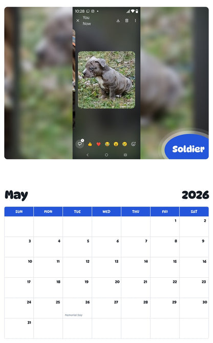 2026 - 2027 Soldier - Pawidols Pet Calendar