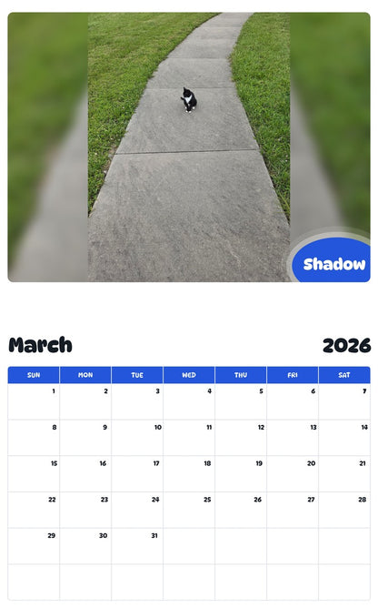 November 2025 - October 2026 Shadow - Pawidols Pet Calendar