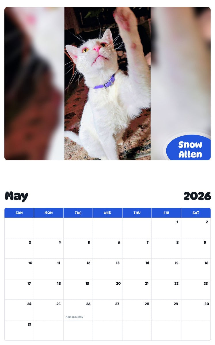 2026 - 2027 Snow Allen - Pawidols Pet Calendar