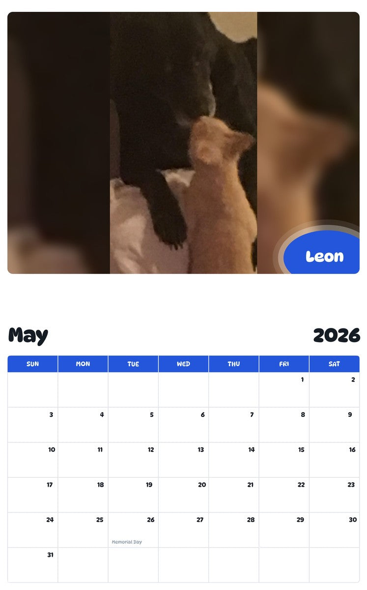 2026 - 2027 Leon - Pawidols Pet Calendar