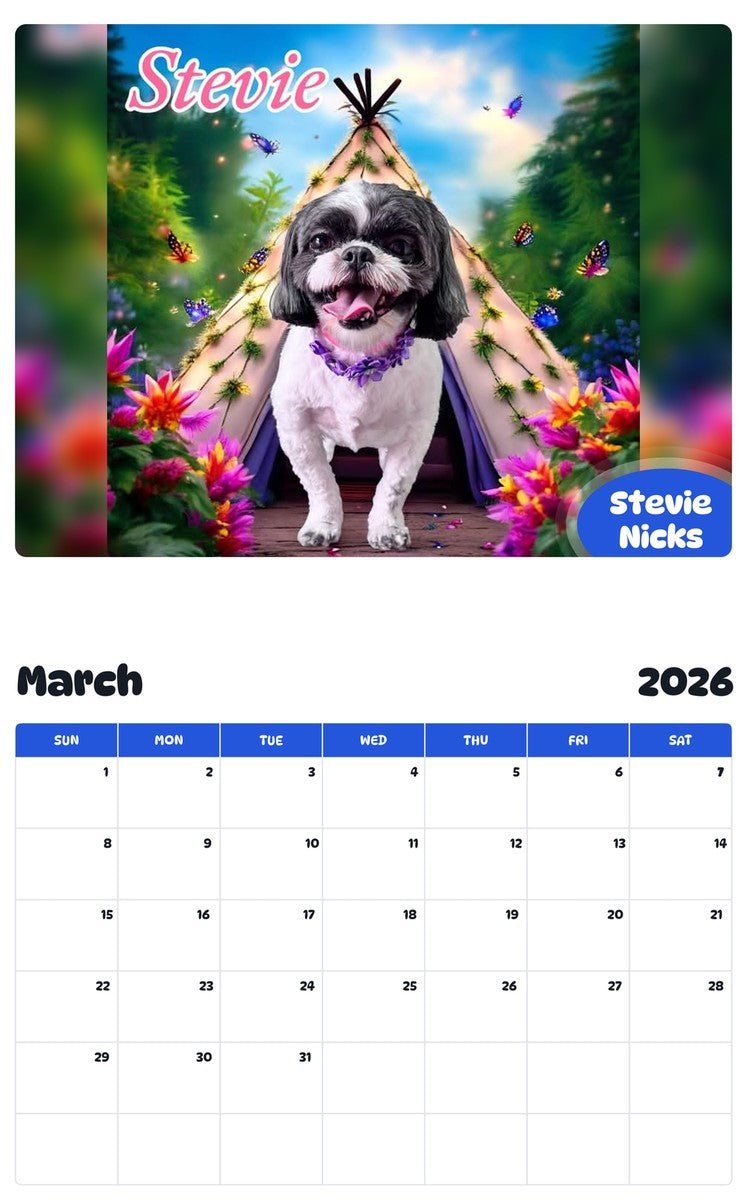 November 2025 - October 2026 Stevie Nicks - Pawidols Pet Calendar