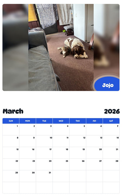 November 2025 - October 2026 Jojo - Pawidols Pet Calendar