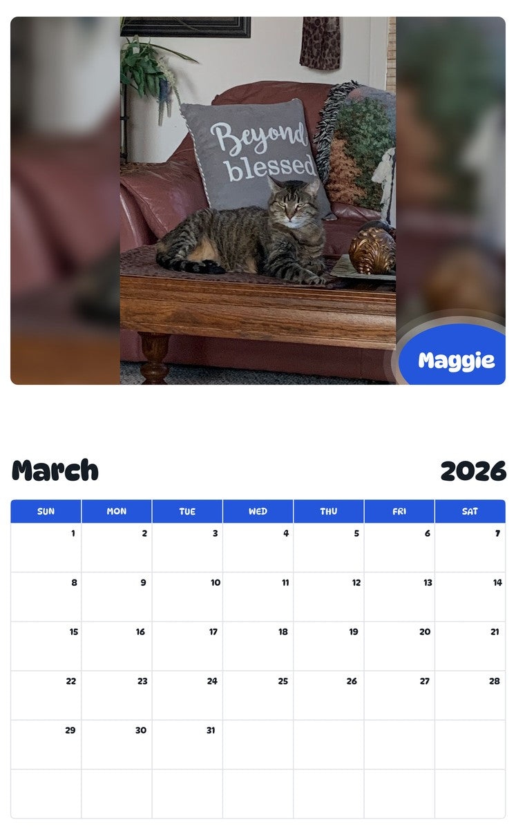 November 2025 - October 2026 Maggie - Pawidols Pet Calendar