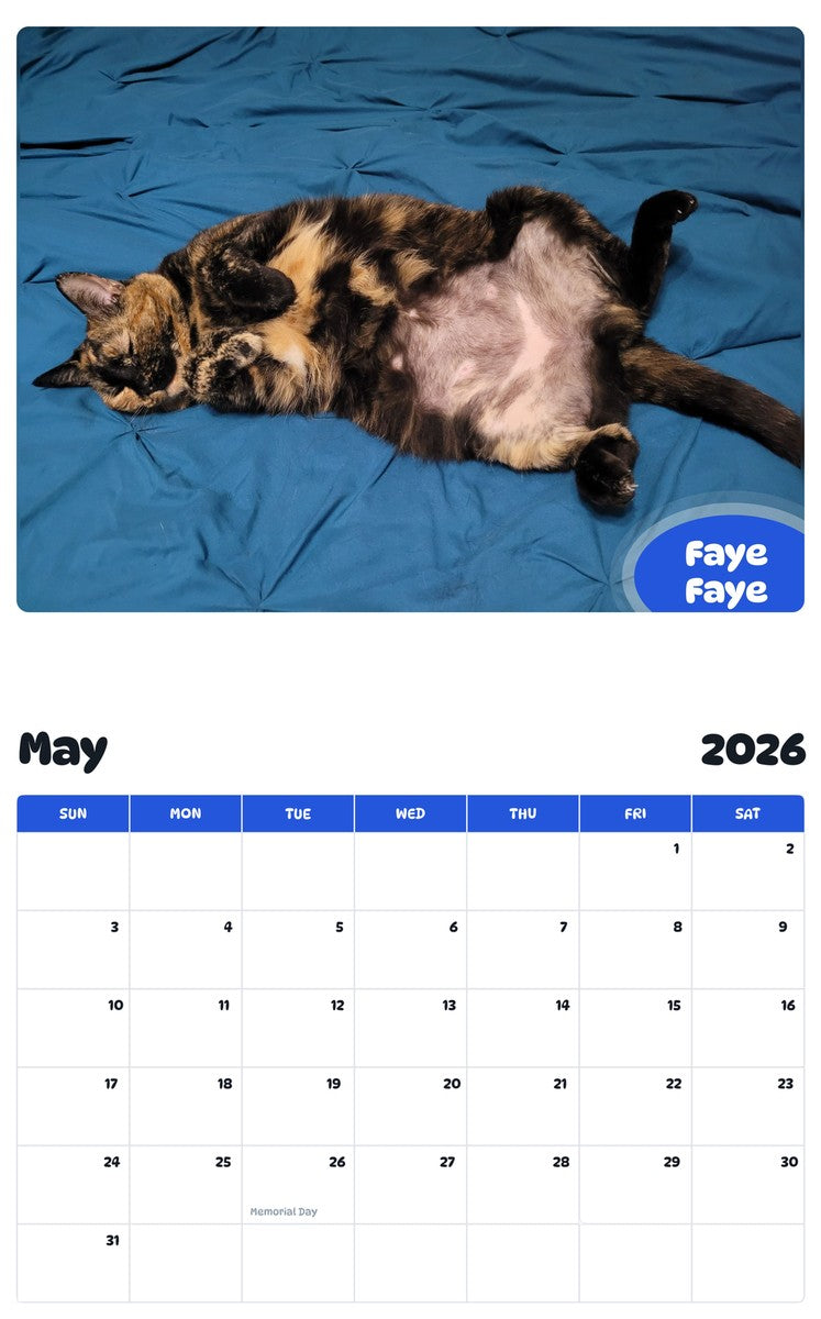 2026 - 2027 Faye Faye - Pawidols Pet Calendar
