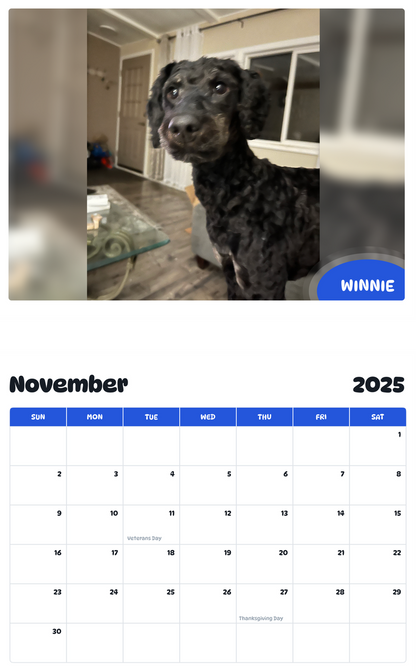 July 2025 - June 2026 Winnie - Pawidols Pet Calendar