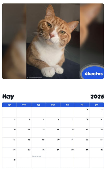 2026 - 2027 Cheetos - Pawidols Pet Calendar