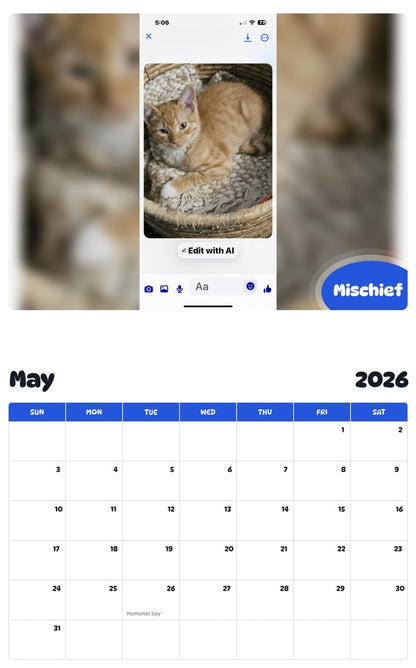 2026 - 2027 Mischief - Pawidols Pet Calendar