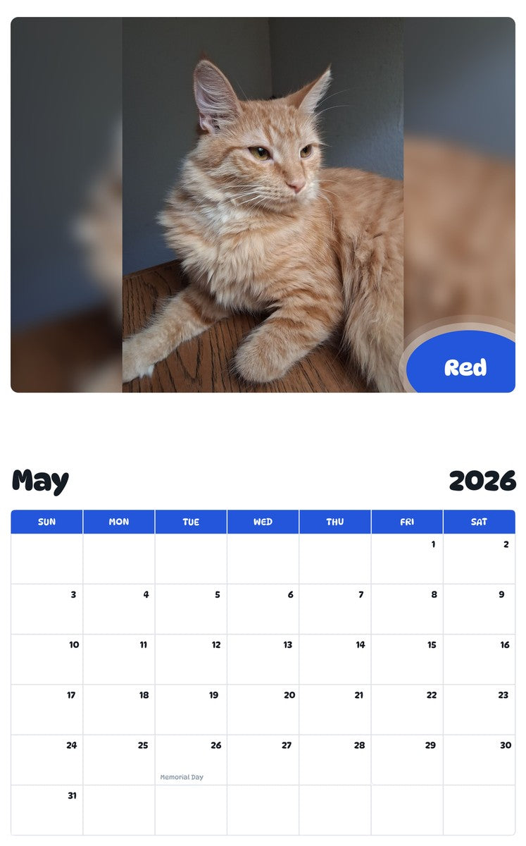 2026 - 2027 Red - Pawidols Pet Calendar