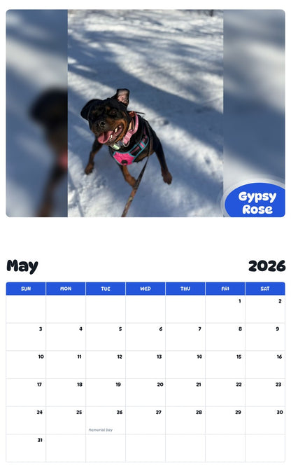 2026 - 2027 Gypsy Rose - Pawidols Pet Calendar
