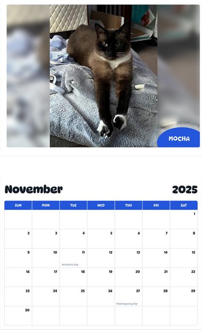 July 2025 - June 2026 Mocha - Pawidols Pet Calendar