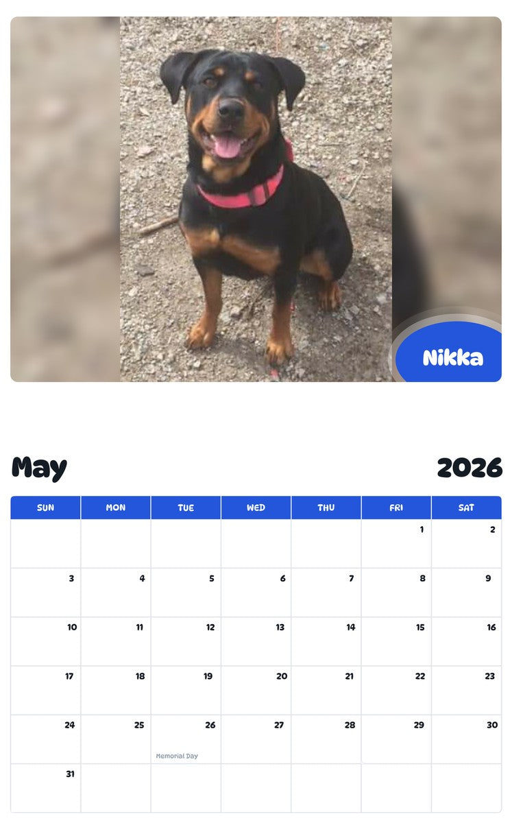 2026 - 2027 Nikka - Pawidols Pet Calendar