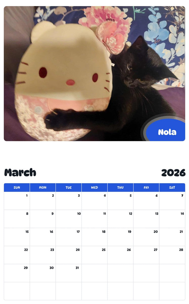 November 2025 - October 2026 Nola - Pawidols Pet Calendar