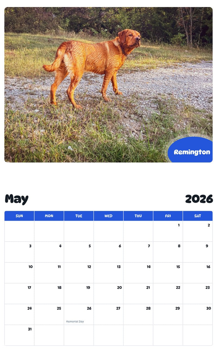 2026 - 2027 Remington - Pawidols Pet Calendar