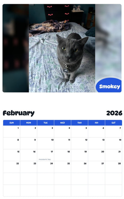 October 2025 - September 2026 Smokey - Pawidols Pet Calendar