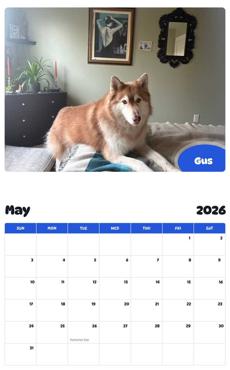 2026 - 2027 Gus - Pawidols Pet Calendar