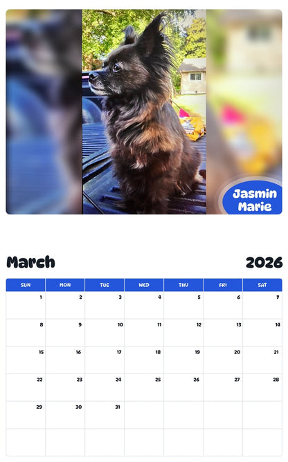 November 2025 - October 2026 Jasmin Marie - Pawidols Pet Calendar