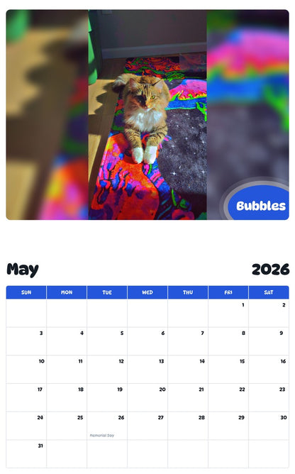 2026 - 2027 Bubbles - Pawidols Pet Calendar