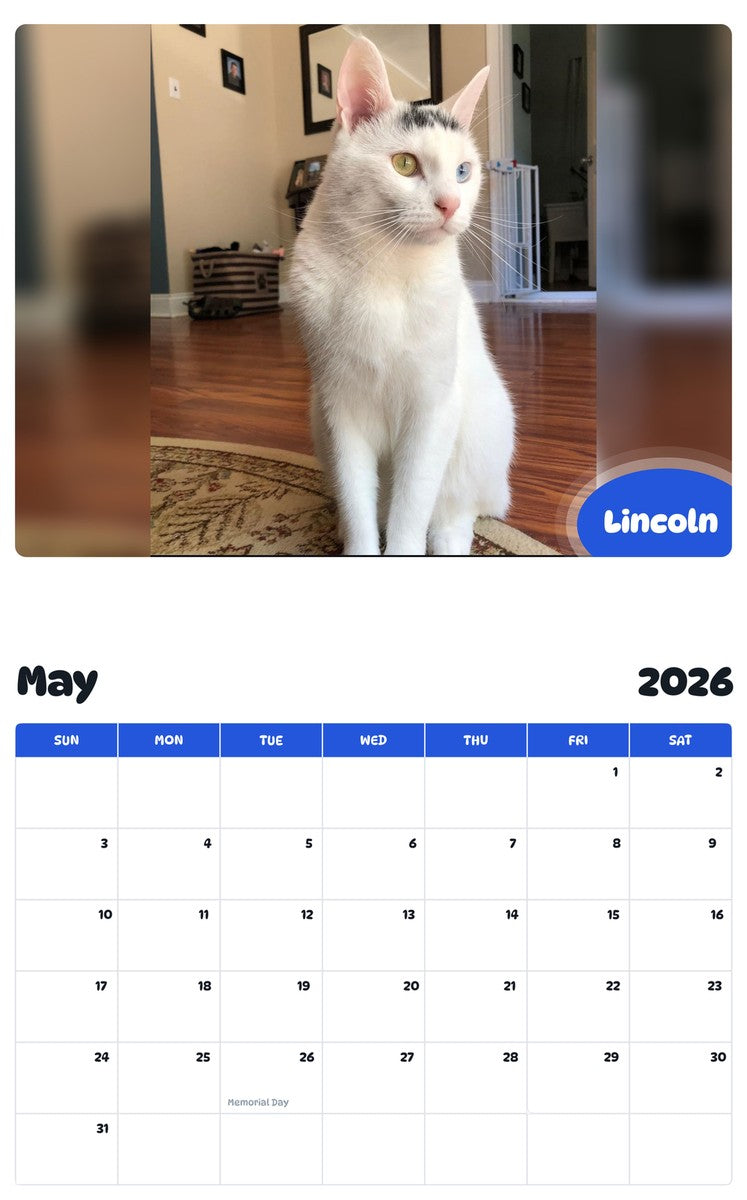 2026 - 2027 Lincoln - Pawidols Pet Calendar