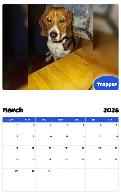 November 2025 - October 2026 Trapper - Pawidols Pet Calendar