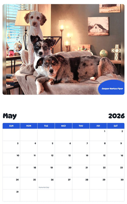 2026 - 2027 Jasper Harlee Piper - Pawidols Pet Calendar