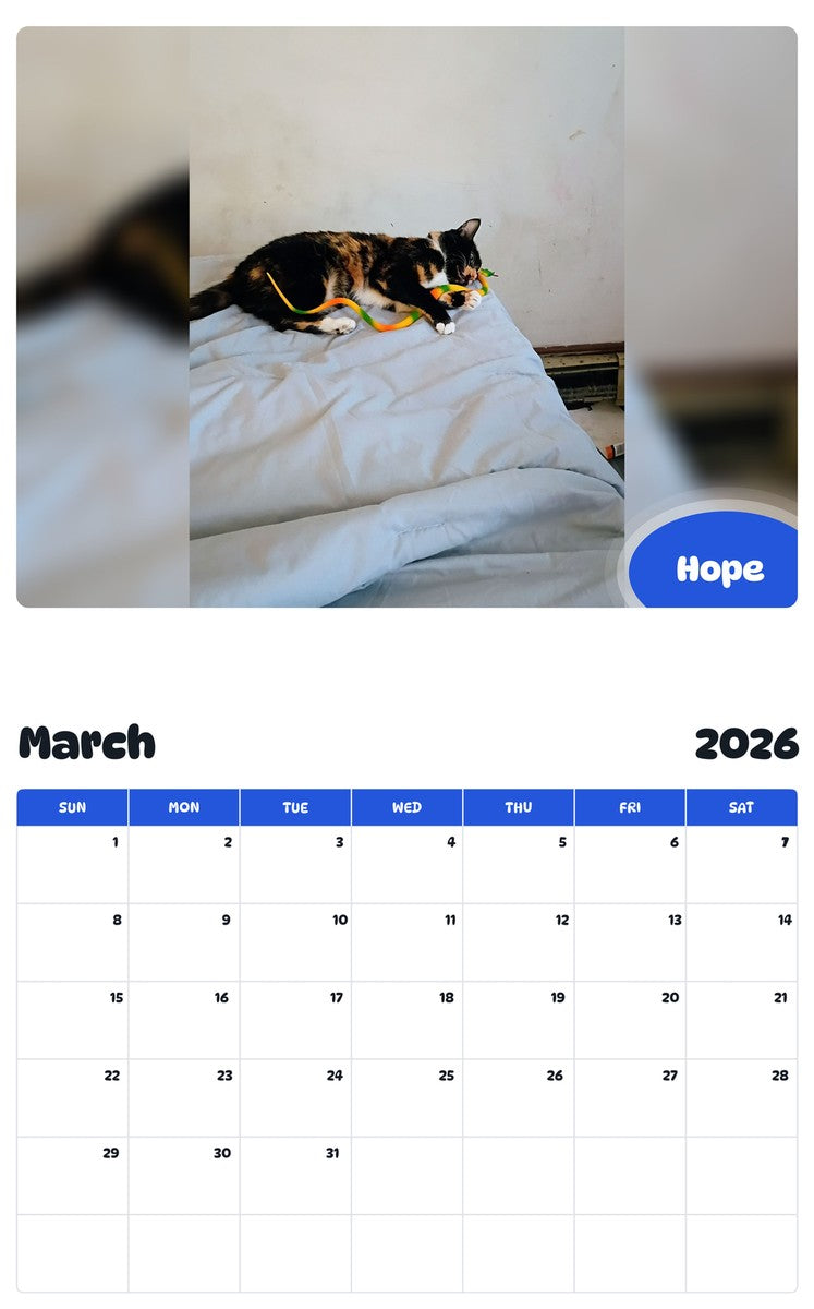November 2025 - October 2026 Hope - Pawidols Pet Calendar