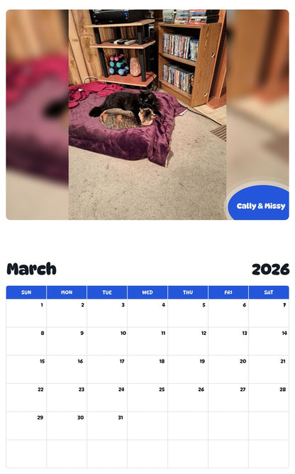 November 2025 - October 2026 Cally & Missy - Pawidols Pet Calendar