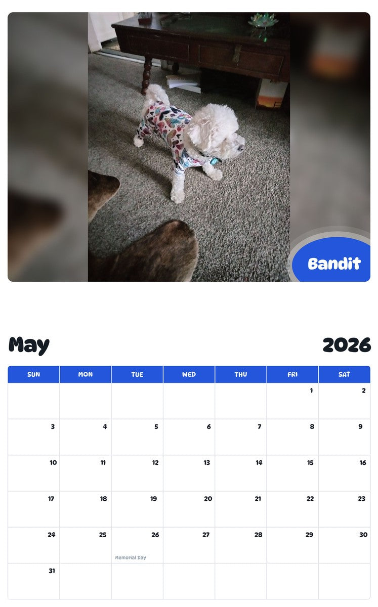 2026 - 2027 Bandit - Pawidols Pet Calendar
