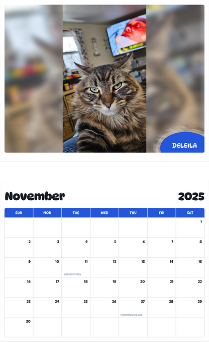 July 2025 - June 2026 Deleila - Pawidols Pet Calendar