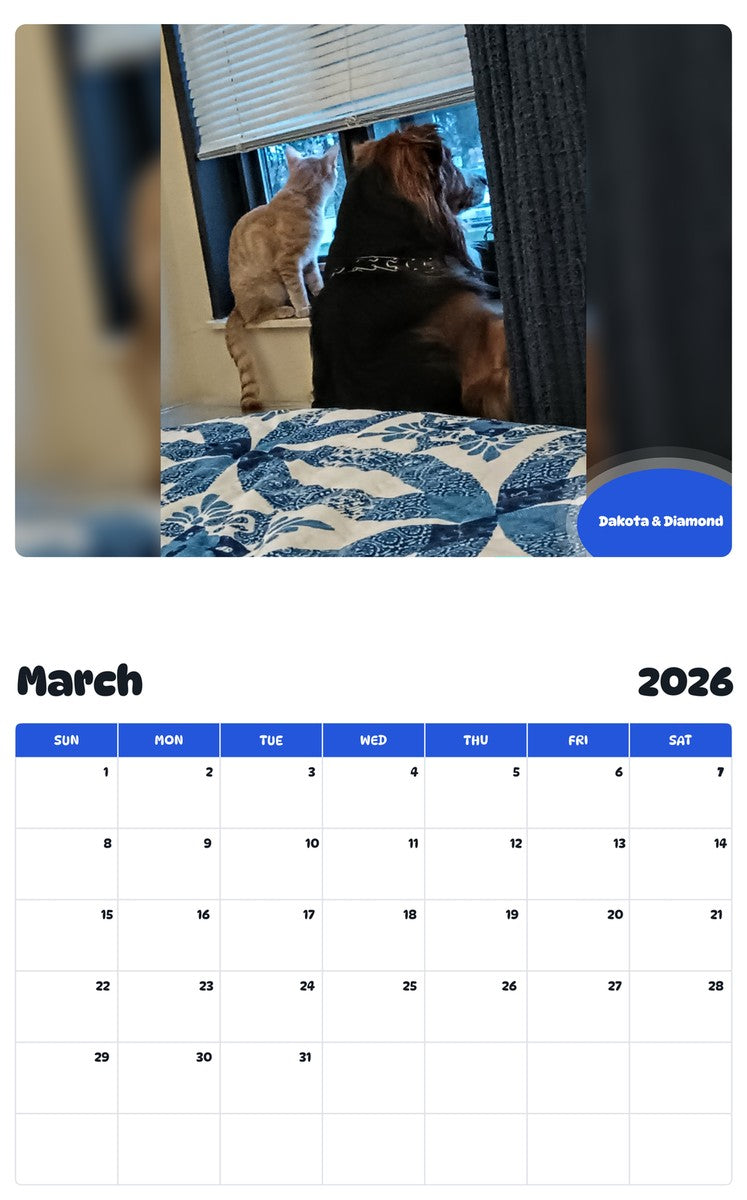 November 2025 - October 2026 Dakota & Diamond - Pawidols Pet Calendar