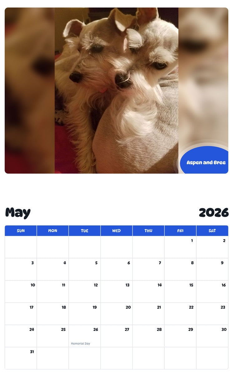 2026 - 2027 Aspen and Bree - Pawidols Pet Calendar