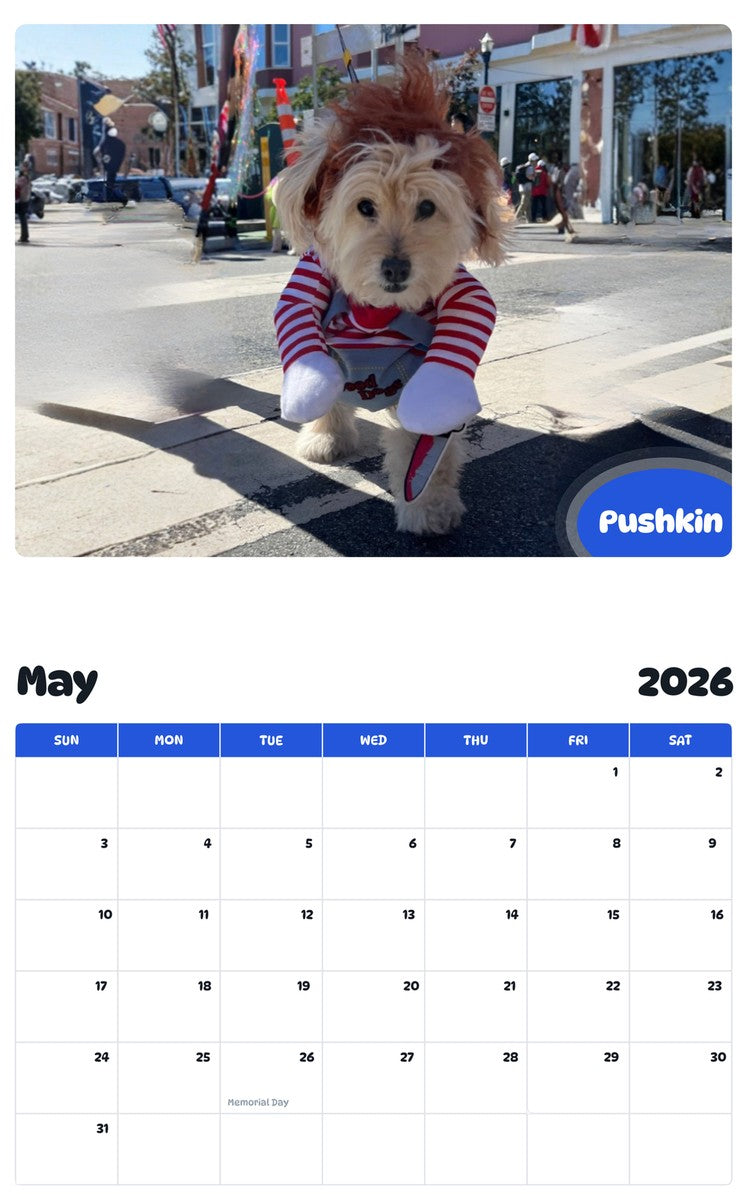 2026 - 2027 Pushkin - Pawidols Pet Calendar