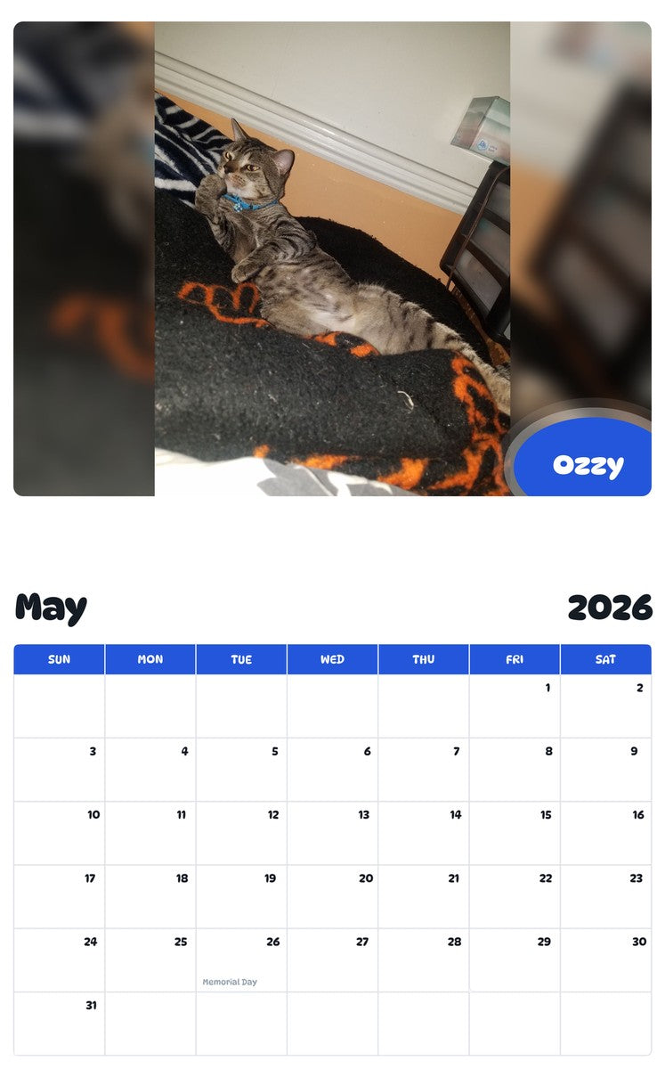 2026 - 2027 Ozzy - Pawidols Pet Calendar