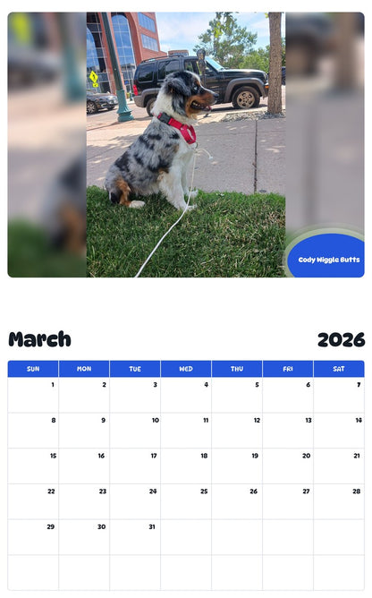 November 2025 - October 2026 Cody Wiggle Butts - Pawidols Pet Calendar