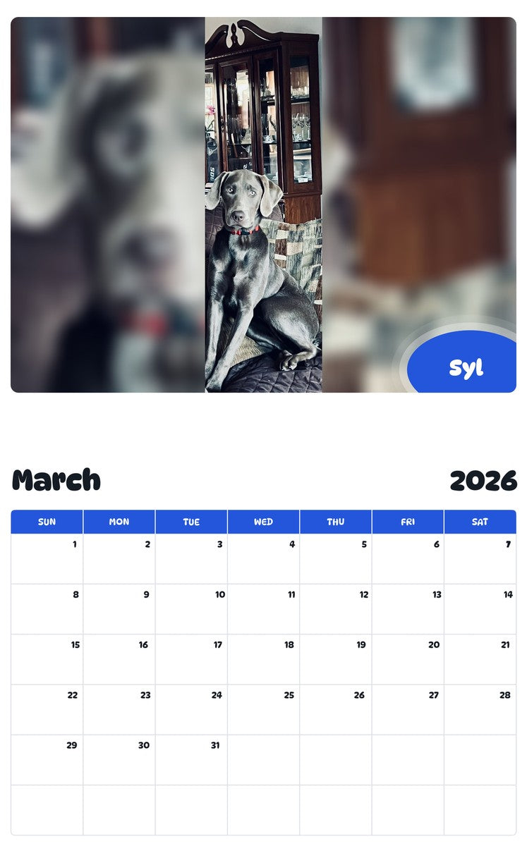 November 2025 - October 2026 Syl - Pawidols Pet Calendar