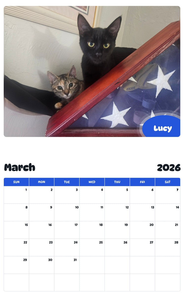 November 2025 - October 2026 Lucy - Pawidols Pet Calendar