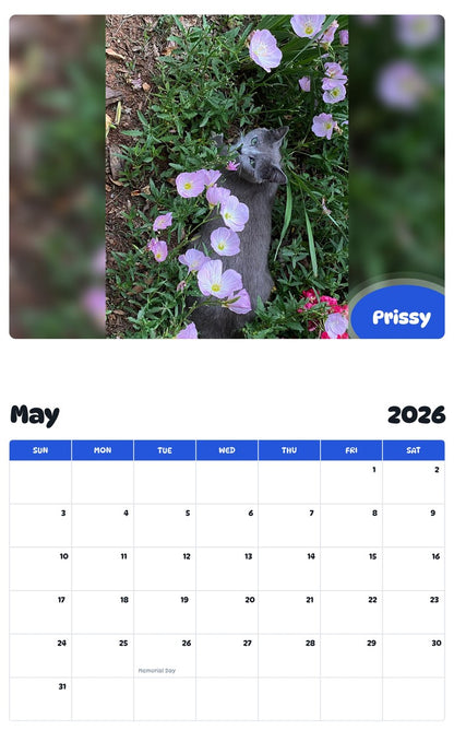2026 - 2027 Prissy - Pawidols Pet Calendar