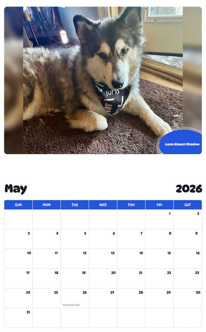 2026 - 2027 Luna Raven Shadow - Pawidols Pet Calendar
