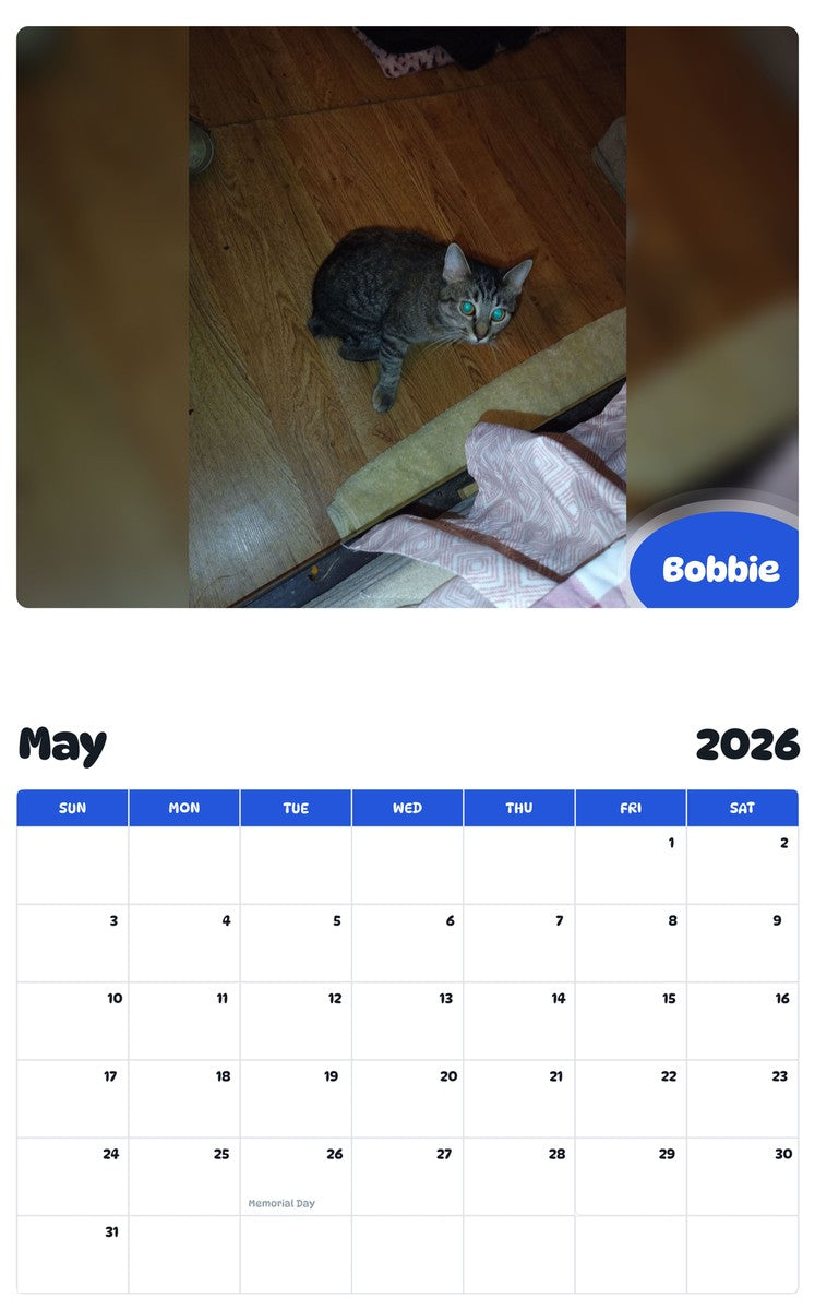 2026 - 2027 Bobbie - Pawidols Pet Calendar