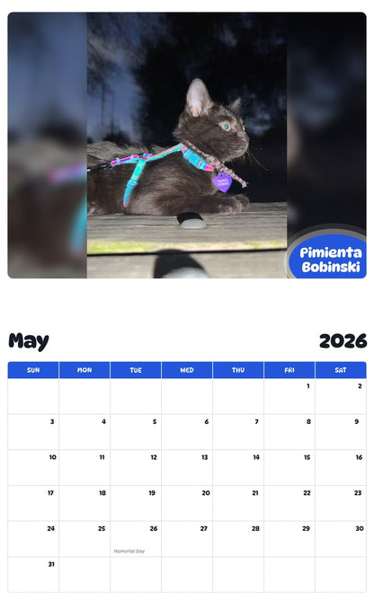 2026 - 2027 Pimienta Bobinski - Pawidols Pet Calendar