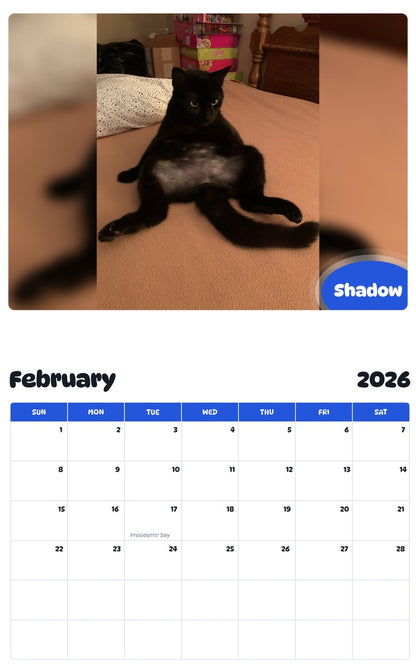 October 2025 - September 2026 Shadow - Pawidols Pet Calendar