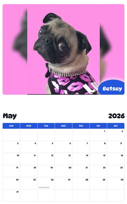 2026 - 2027 Betsey - Pawidols Pet Calendar