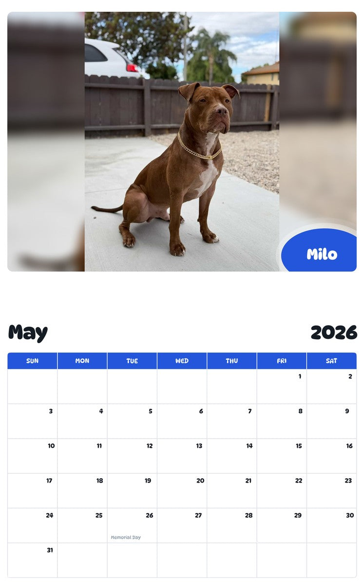 2026 - 2027 Milo - Pawidols Pet Calendar