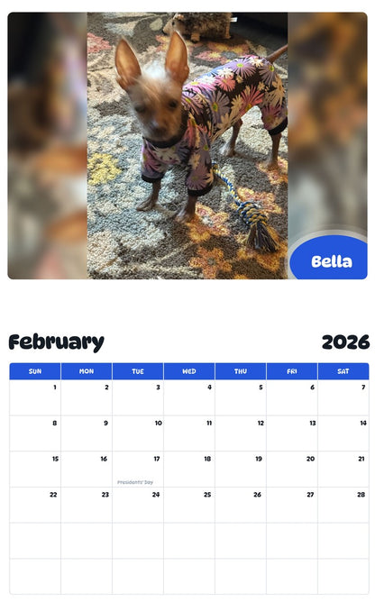October 2025 - September 2026 Bella - Pawidols Pet Calendar