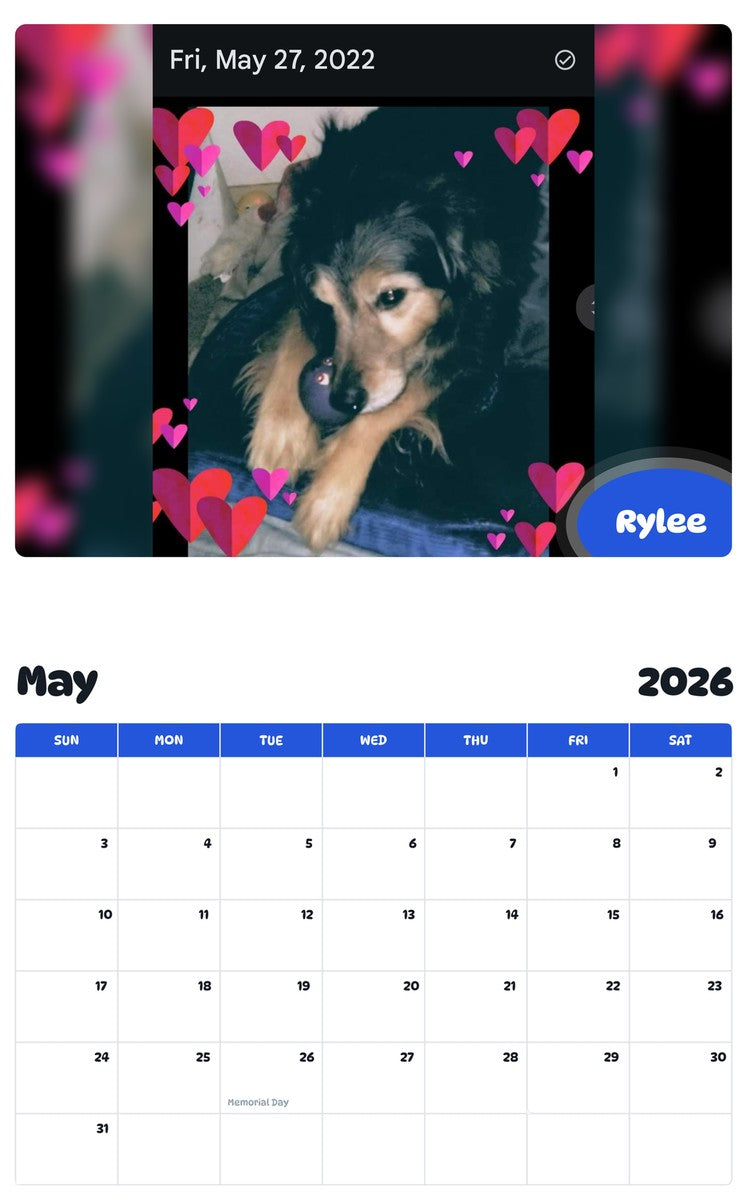 2026 - 2027 Rylee - Pawidols Pet Calendar