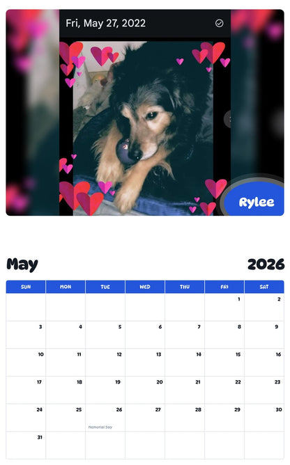 2026 - 2027 Rylee - Pawidols Pet Calendar