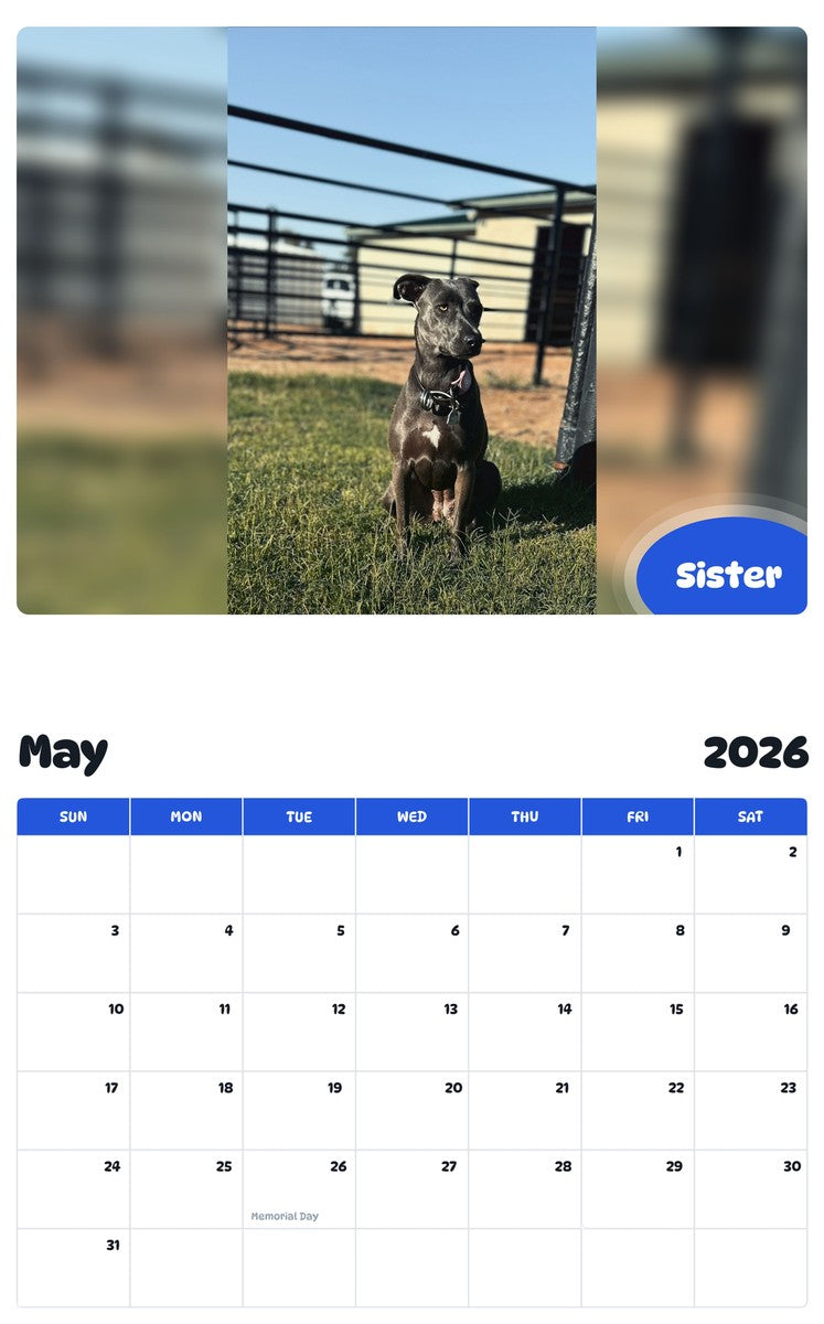 2026 - 2027 Sister - Pawidols Pet Calendar